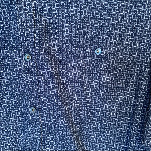 Ted Baker Dot Print Button Down Dress Shirt Navy Sz 6 (2XL) Office Preppy Dressy - Picture 7 of 16